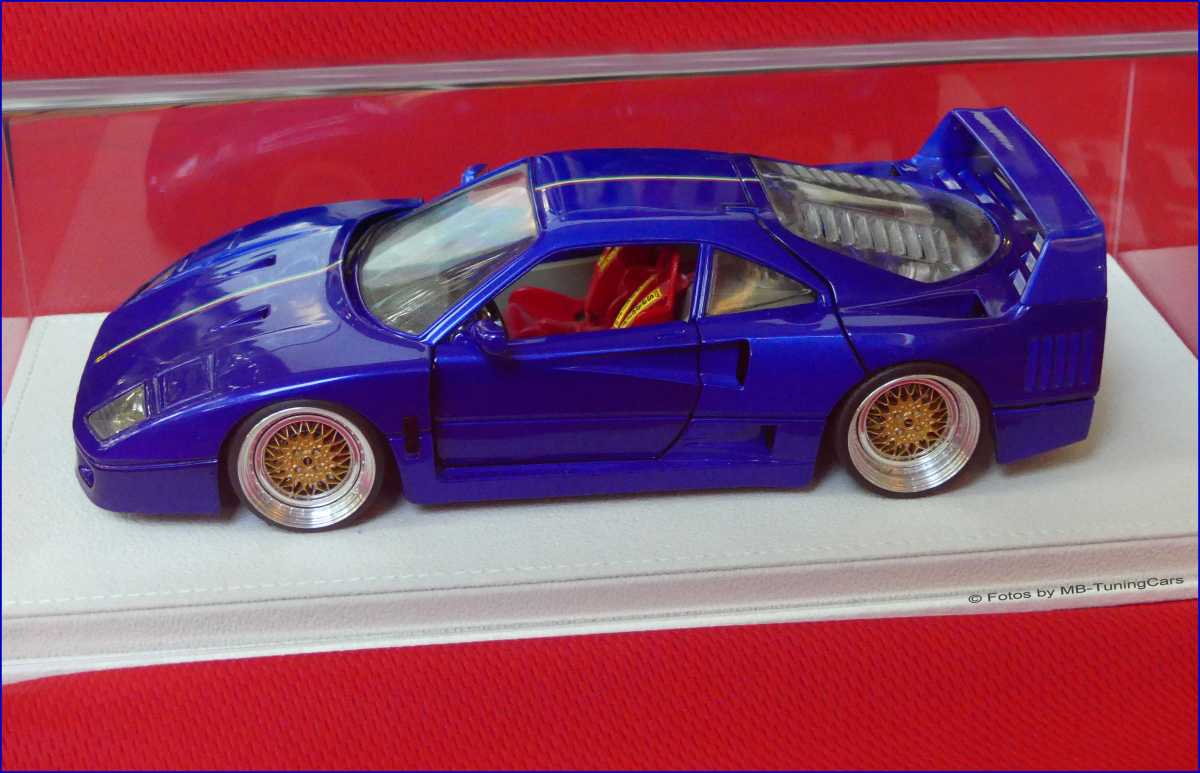 1:18 Ferrari F40 GTO + 3tlg.BBS Alu-Felgen + BBR Vitrine = UNIKAT